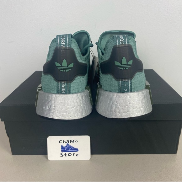 Adidas Originals NMD R1 Green Black Trainers Running Shoe Sneaker Men Sz - Picture 4 of 15